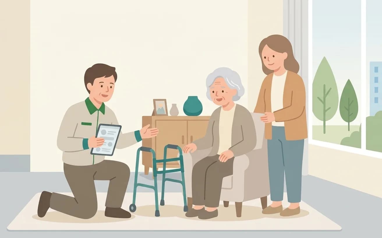 福祉用具事業所のアフターサポートの見方を表すイラスト
