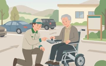 電動車いすを検討するときの確認ポイント——安全な導入のための条件を表すイラスト