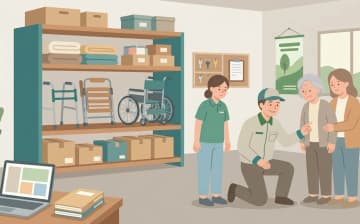 福祉用具貸与とは？レンタル対象の13種目と利用の仕組みを表すイラスト