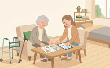 福祉用具の品目別の選び方——移動・寝室・入浴・移乗の4グループと状態別の考え方を表すイラスト