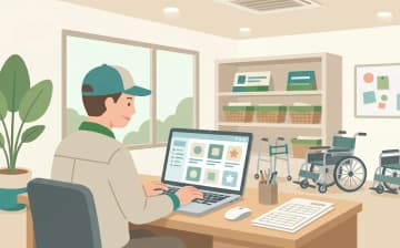事業所向け：介護ようひんさーちへの掲載・送客のご案内を表すイラスト