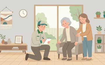 身体状況と住環境から福祉用具を考える方法——相談前の整理術を表すイラスト