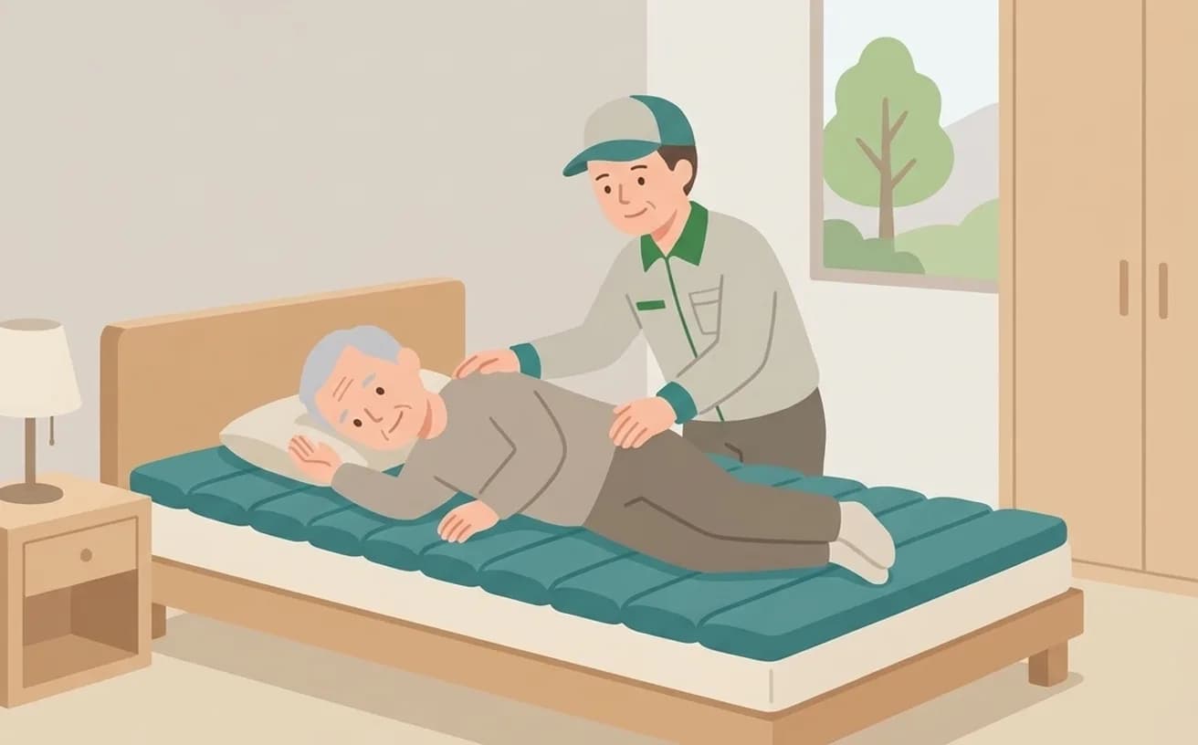 床ずれ予防に関わる福祉用具の考え方——寝具と体位変換の視点からを表すイラスト