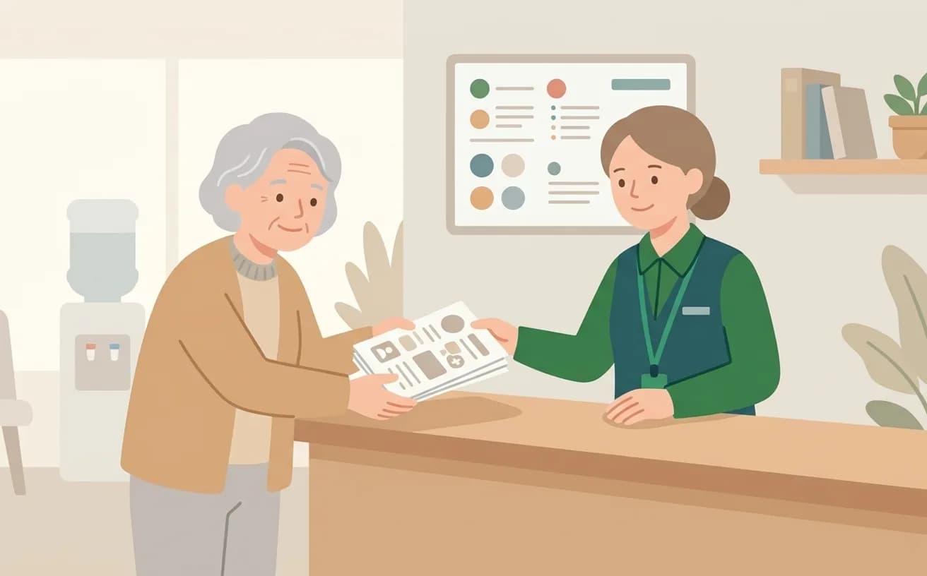 特定福祉用具購入の償還払いの流れ——申請から払い戻しまでの手順と注意点を表すイラスト