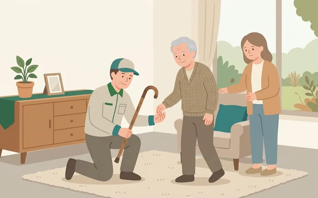 福祉用具レンタルを変更するタイミング——4つの見直しサインと手順を表すイラスト