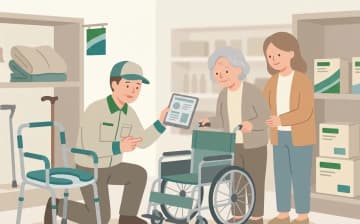 福祉用具はレンタルと購入のどちらを選ぶ？制度の違いと判断のポイントを表すイラスト