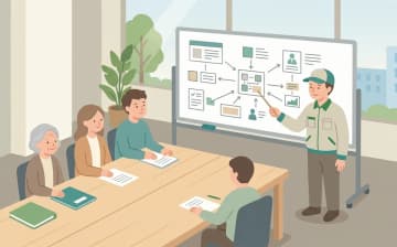 福祉用具制度のしくみ（介護保険）——貸与・販売・選択制・指定の全体像を表すイラスト