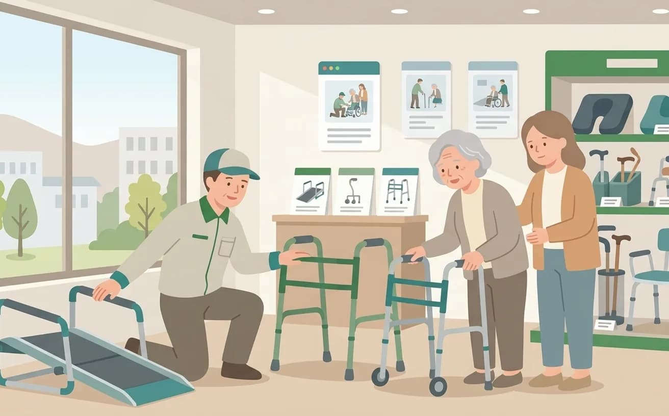 福祉用具選択制のケース別の考え方を表すイラスト