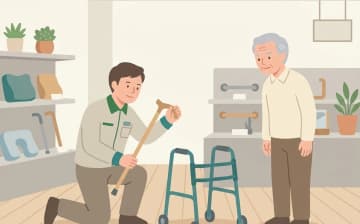 2024年4月からの福祉用具の選択制とは——対象4品目と選び方の注意点を表すイラスト