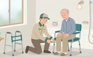 シャワーチェアを選ぶときの確認ポイント——入浴補助用具としての役割を表すイラスト