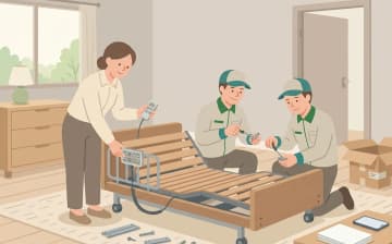 特殊寝台（介護ベッド）をレンタルするときの確認ポイントを表すイラスト