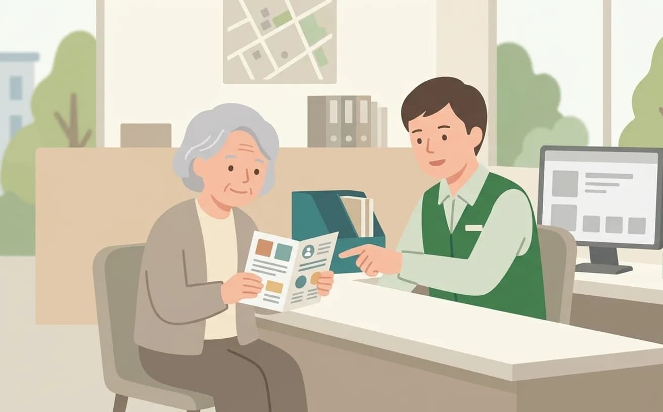 自治体の福祉用具助成を確認する方法を表すイラスト