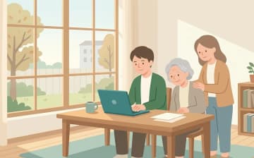 福祉用具事業所の営業エリアに自宅が入るかの確認方法を表すイラスト