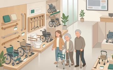 介護保険で使える福祉用具の対象品目一覧【貸与13種目・販売6種目・選択制】を表すイラスト