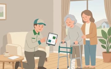 一時利用に向く福祉用具の考え方——短期間だけ使うときの選び方を表すイラスト