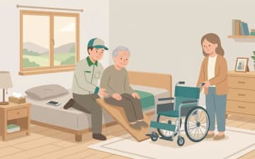 移乗ボードを使うときの確認ポイント——滑らせて移る介助を支える用具を表すイラスト