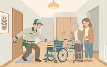 車いすで暮らす住まいの動線確認——必要な幅と回転スペースの考え方を表すイラスト