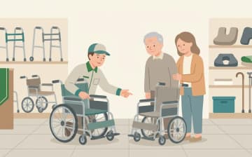 車いすの選び方と確認ポイント——3つの問いで候補を絞り込むを表すイラスト