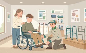 車いすをレンタルするときの確認ポイント——タイプの違いから納品後までを表すイラスト