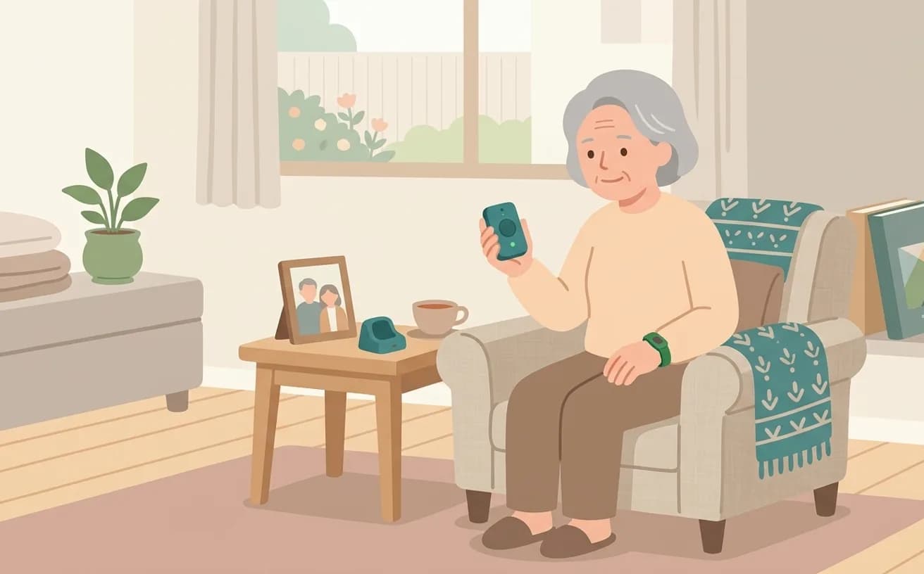 ひとり暮らしを支える福祉用具の考え方を表すイラスト