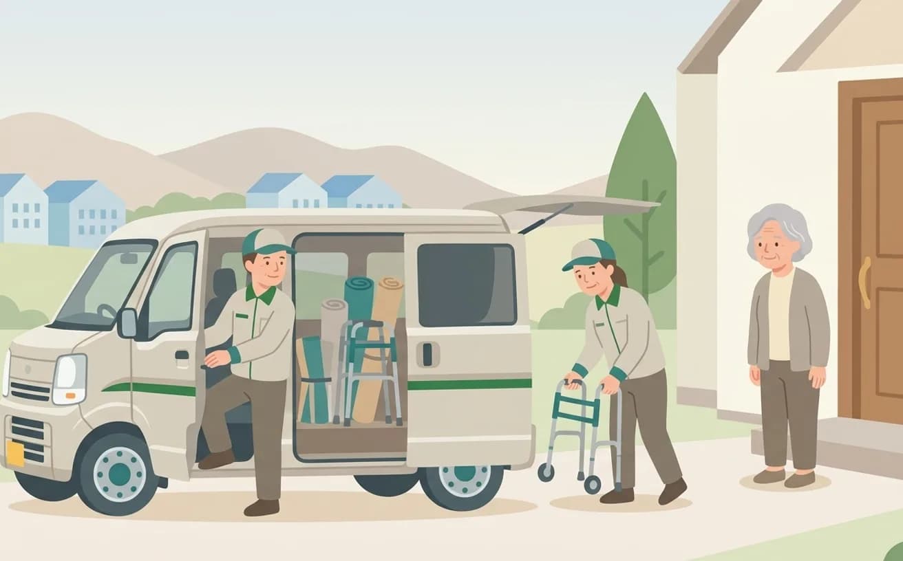 地方で福祉用具事業所を探すポイントを表すイラスト