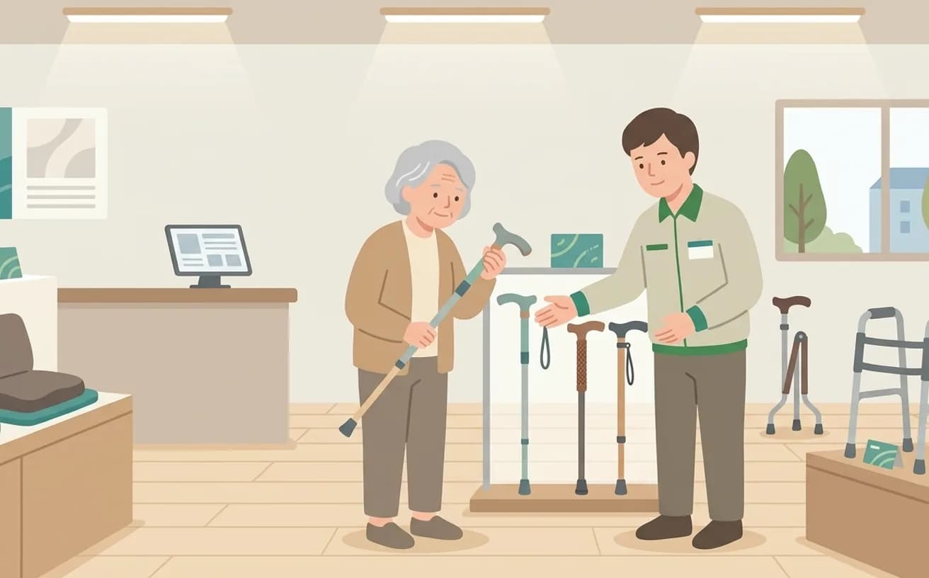 自費で福祉用具をレンタルするときの確認ポイントを表すイラスト