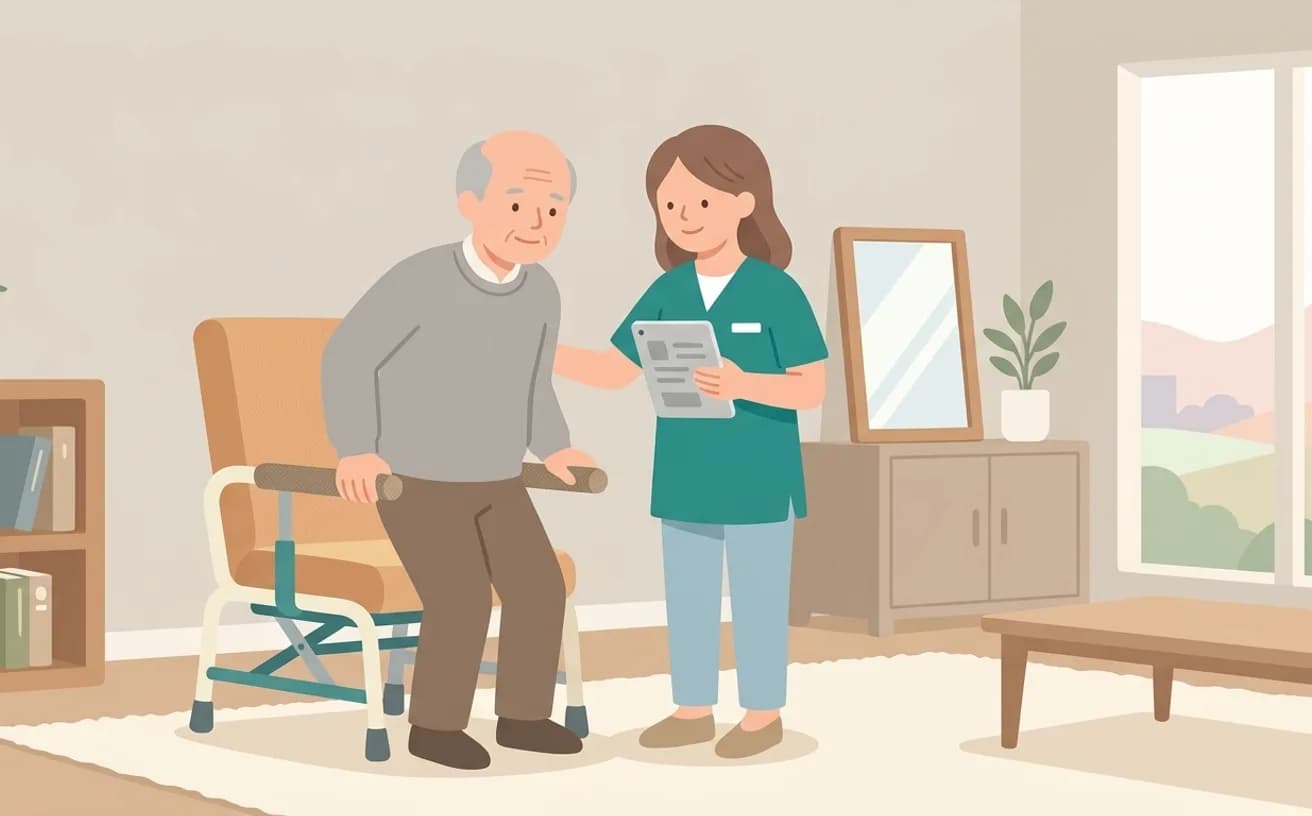 立ち上がり補助用具の選び方——「まだ立てる力」を活かす視点を表すイラスト